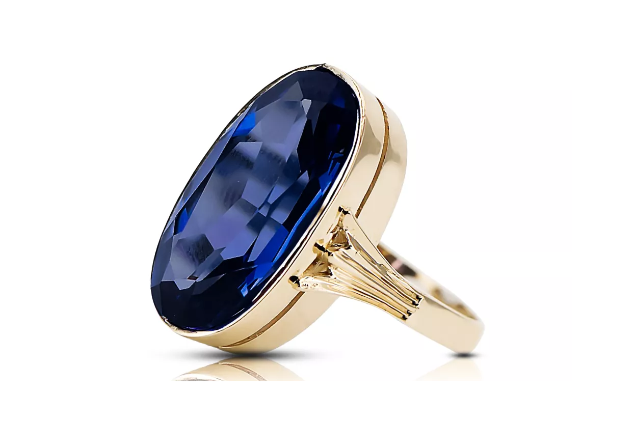 Pierścionek Styl Vintage Szafir 14k żółte złoto vrc113y